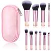 Yolev 10 Pezzi Pennelli Trucco da Viaggio Mini Pennelli Make Up da Viaggio con Custodia Pennello Sintetico Portatile per Spazzolare Ciglia Fondotinta Ombretto Contorno Fard Correttore