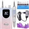 Delanie Fresa per Unghie Professionale, Portatile e Ricaricabile 35000 Giri a Display LED per Manicure e Pedicure, Trapano Elettrico per Unghie Gel/Smalto Velocità Regolabile (Blu graduato Rosa)