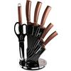 BerlingerHaus BH-2561, Rose Gold Set di Coltelli da Cucina Professionale 8 Pezzi, Acciaio Inossidabile, Rivestimento Antiaderente, Supporto, Santoku, Acciaio per Affilare, Forbici, Design