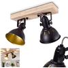 hofstein Lampada a soffitto Tina, faretto a soffitto a 2 luci in metallo in nero-oro e legno, lampada a soffitto retrò, 2 x E14, le teste delle lampade possono essere ruotate e orientate, senza lampadina/e