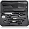 PURPLEBIRD Set di Forbici da Parrucchiere Professionali, Forbici da Parrucchiere con Forbici da Taglio in Acciaio Inox e Forbici per Rifinire i Capelli per Barbieri/Principianti 10 Pezzi Nero