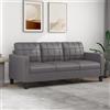Homgoday Divano lounge a 3 posti con schienale, doppio divano per ospiti, soggiorno, divano, moderno, per soggiorno, reception, ufficio, grigio, 180 cm in ecopelle