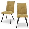REDÒKASA Set 2 sedie imbottite per sala da pranzo LETIZIA, design moderno, gambe robuste in metallo, rivestimento in tessuto spesso e idrorepellente effetto tridimensionale (2, Senape)