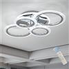 Qcyuui Plafoniera LED Dimmerabile con Telecomando, Design a 4 Anelli | Lampada da Soffitto Cromata in Acrilico a Bolle per Soggiorno, Sala da Pranzo e Cucina,58W