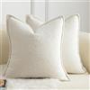 Mandioo 2 Pezzi Copricuscini Colore d'accento Minimalista decorativi Tessitura Fodere per Cuscino Moderne per Casa Soggiorno Camera da Letto per Divano 55 x 55 Bianco