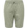 Only & Sons Uomo O&S Pantaloncini in Tessuto Leggero Pantaloncini Corti Pantaloni Bermuda in Cotone & Lino ONSLINUS, Colore:Verde, Taglia:XS