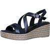 MARCO TOZZI Sandali Donna con Tacco a Zeppa con Cinturino Regolabile Comodi, Blu (Navy Met Comb), 41 EU