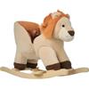 HOMCOM Dondolo Giocattolo a Forma di Leone per Bambini 18-36 Mesi, Ruggisce (3 Batterie Incluse), in Legno e Peluche