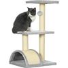 PawHut Albero Tiragraffi per Gatti a 3 Livelli 72 cm con Tappetino Tiragraffi ad Arco, Albero per Gatti Multilivello, Trespolo per Gatti con Pallina in Legno, Peluche e Sisal, Grigio Chiaro