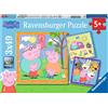 Ravensburger Peppa Pig Puzzle 49 Pezzi Confezione da 3 per Bambini da 5+ Anni - 5579