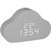 TFA Dostmann Sveglia da comodino Digitale con Nuvole Clocco Cloud, 60.2040, Sveglia per Bambini, Display Invisibile, con Visualizzazione di Ora o Data e Temperatura, 3 Livelli di Luminosità, Grigio