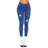 Miss Bon Jeans da donna a vita alta, skinny, look usato, push-up, Blu, 40