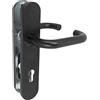 Amig - Set di maniglia con placca in polipropilene per porte, 245 x 45 mm, quadrettato da 8 mm, design semplice ideale per la tua casa o ufficio, con serratura, acciaio e polipropilene nero.