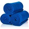 ALCLEAR 3 pezzi coperte in pile polare Oeko Tex, colore: blu navy, dimensioni grandi 130x160 cm, oltre 200 g/m2, coperta da divano,soggiorno, da picnic coperta, coperta da lancio