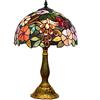 Hobaca® E27 12 Pollici Vetro Macchiato Uva e Fiori Lampade da Tavolo Classiche Pastorale Lampada da Comodino Eleganti Decorato Salotto Camera da Letto Ristorante