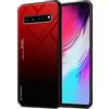 Cadorabo Custodia Compatibile con Samsung Galaxy S10 5G in Rosso - Nero - Coperchio Protettivo Bicolore in Silicone TPU e Retro in Vetro temperato