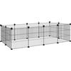 PawHut Recinto per Animali Modulabile con 12 Pannelli 35x35 cm e Bordi Arrotondati, in Metallo e ABS, 140x70x35 cm, Nero