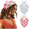 DRESHOW 2 Pezzi Bandana Capelli All'uncinetto Vintage Annodato Foulard Stampa Fragola Fascia Testa lavorato a Maglia per Donna&ragazze