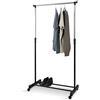 Bakaji Stand Appendiabiti in metallo cromato, regolabile in altezza da 95 a 165 cm, lungo 80 cm, colore: Nero