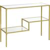 HOMCOM Consolle da Ingresso a 3 Ripiani in Acciaio e Vetro Temperato, 100x32x76 cm, Oro