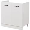 Shally Dogan Mobile Sottolavello per Cucina 2 Ante componibile Mobiletto base da 80 per lavello (80 x 50 x 85 cm, Bianco)
