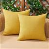 Woaboy 2 pezzi Federe per Cuscini in Lino Impermeabile Aria aperta Divano Confortevole Moderno Morbido Durevole Cerniera Invisibile per Cortile Giardino Soggiorno Balcone 45X45 CM Giallo