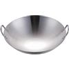 DOITOOL Wok in Acciaio Inox Padelle Wok Tradizionali Cinesi Giapponesi Padella Pentola con Doppio Manico Fondo Tondo Padella Antiaderente Pentole per Cucina Argento 28 Cm