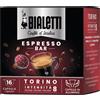 Bialetti Caffè d'Italia, Box 16 Capsule, Torino, Intensità 8, Compatibili con Macchine Bialetti sistema chiuso, 100% Alluminio