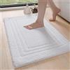 DEXI Tappeto Bagno Assorbente 60 x 90 cm, Soffice e Morbido, Lavabile in Lavatrice, Tappetino Antiscivolo Per Doccia, Lavandino, Camera da Letto, Bianco