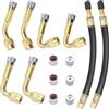 Tweozhui Adattatore valvola Bici Set di Estensioni per Valvole Pneumatici in Rame e Gomma, Adattatori Angolari 45°, 90°, 135° con 2 Pezzi di Estensione da 180mm per Auto, Moto, Scooter e Bicicletta