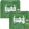 Kusmi Tea - Tè Verde alla Menta Bio - 100% Biologico - Miscela di Tè Verde Gunpowder con Menta - Da Gustare Caldo o come Tè Freddo - Confezione da 2-2x20 Bustine