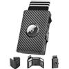 Manmaxim Portafoglio Uomo Airtag, Porta Carte di Credito Slim Uomo Portacarte Schermato RFID, Pop-Up Compatto Men's Air tag Wallet con Portamonete Capacità Porta Tessere per 9-12 Carte & 2 Finestra ID, Nero