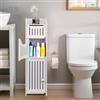 powerking Supporto per carta igienica, Sopra l'armadio di stoccaggio WC per bagno, Mensola angolare sottile per piccolo spazio di stoccaggio, Armadio di stoccaggio bagno piccolo con porte, Bianco