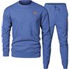 YOSUWOAI Tuta sportiva da uomo, 2 pezzi, girocollo, maglioni, pantaloni da jogging, tuta da jogging, tinta unita, vestibilità larga, per il tempo libero, per la palestra, O blu2, S