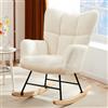 DUMOS Sedia a dondolo, poltrona imbottita con schienale alto, stile moderno, comoda poltrona per orecchie, adatta per soggiorno, camera da letto (bianco)