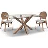 KONTE.DESIGN Tavolo SILVER LAKE in vetro trasparente e legno naturale, 160x90 cm