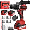 SundpeyPRO Trapano a Percussione Batteria 21V, 120Nm Brushless Avvitatore a Batteria con 2 Batterie da 4.0Ah, Trapano Avvitatore Batteria con 20+3 Coppia, 13mm Mandrino, 2 Velocità, Impugnatura