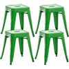 CLP Set 4 Panchetti Impilabili Armin in Metallo I Sgabelli Bar Industriali Senza Schienale Alt. 46 CM I Carico Max 200 kg, Colore:Verde