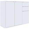 Home Collective Cassettiera con 2 cassetti e 3 ante corridoio camera da letto soggiorno organizer larghezza 110 cm altezza 80 cm | credenza credenza multiuso in legno bianco credenza stretta