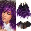 S-noilite Capelli Ricci Intrecciati, Estensioni per Capelli Marlybob Crochet Braids 20CM Water Wave Afro Kinky Jerry Curl Pre Stirato Treccia Parrucca, 3 Pack 95g,Miscela di nero viola