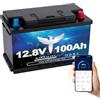 Elfhub LiFePO4 12 V 100 AH batteria auto Bluetooth 100 A BMS oltre 5000 volte ciclo basso, batteria al litio 1280 W, protezione da spegnimento a bassa temperatura per camper, campeggio, barca,