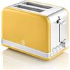 Swan Retro ST19010YELNEU Tostapane a Fessura Larga 2 Fette, Design Vintage, 3 Funzioni: Scongelamento, Riscaldamento, Annullamento, 6 Regolatore del livello di Tostatura, Acciaio Inox., Giallo, 815W