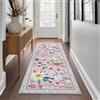 Avezano Tappeto runner per corridoio, antiscivolo, 60 x 182 cm, lavabile in lavatrice, per cucina, lavanderia, zona floreale, per corridoio, ingresso, cucina, lavanderia (rosa)