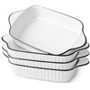 NUTRIUPS 26,5 cm Piccole Piastre da Forno Set di 4, 1L Piatti Rettangolari per Lasagne, Piccole Piastre da Forno in Ceramica, Pentole Rettangolari con Manici, Sicure al Forno e al Microonde