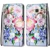 Mo-Somnus Cover per Samsung Galaxy J3 2016, Custodia in PU Pelle Magnetica Libro Flip Caso Antiurto Portafoglio [Supporto Stand] con Porta Carte e Cinturino da Polso Wallet Case (Fiore 3)