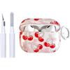 Reownest per Airpods 4a Generazione (2024) con Kit Pulizia, Design Estetico con Motivo Fiocco Ciliegia, Cover Protettiva con Ciondolo Shockproof per Cuffie Airpods 4 - Rosso