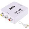 EPLZON Convertitore RCA a HDMI, Adattatore AV a HDMI, 1080P Mini Composite CVBS Convertitore Audio Video Supporta PAL/NTSC con USB Cavo per PC/WII/N64/TV/PS3/lettore DVD(Bianco)