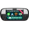 NVGOTEV [Black 4+64GB] Car Radio per Fiat 500 2007-2015 con 7 pollici Touchscreen, Android 14 Radio Supporto Wireless Carplay/Android auto GPS Navi WiFi 4G Bluetooth5.0 FM RDS DSP SWC DAB+ OBD USB