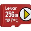 Lexar Play Scheda Micro SD 256GB, microSDXC UHS-I, fino a 205 MB/s lettura, 140 MB/s scrittura, C10, U3, V30, A2, video 4K, scheda ad alta velocità per Switch/dispositivi di giocoportatili/smartphone