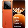 realme GT 7 Pro 5G Smartphone 12+512 GB,Processore Snapdragon® 8 Elite,Fotocamera AI Ultra-clear Snap,Ricarica SUPERVOOC da 120 W,Batteria da 6.500 mAh,IP69,Sblocco subacqueo,Orange(no adapter)